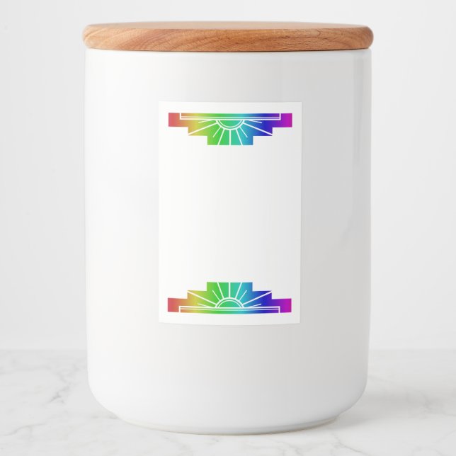 Art deco sun element in rainbow food label (Front)