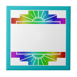 Art deco sun element in rainbow tile