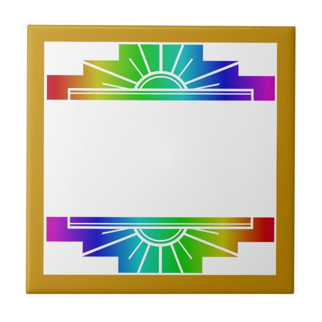 Art deco sun element in rainbow tile (Front)