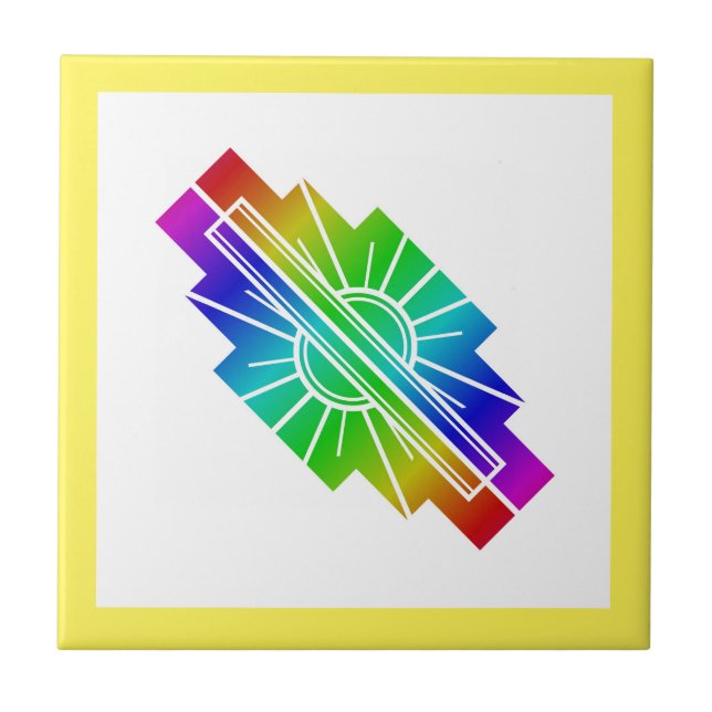 Art deco sun element in rainbow tile (Front)