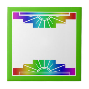 Art deco sun element in rainbow tile