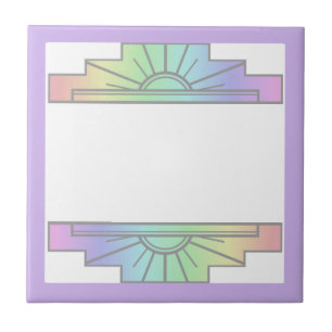Art deco sun element in soft pastels tile