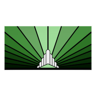 Art deco sun green poster