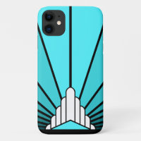 Art deco sun in aqua