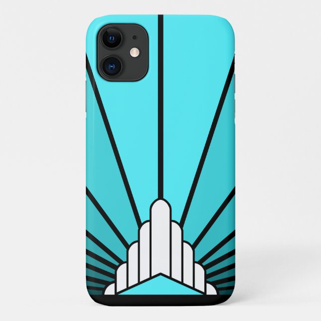 Art deco sun in aqua Case-Mate iPhone case (Back)