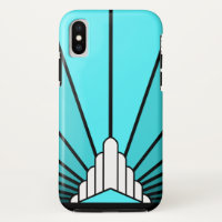 Art deco sun in aqua