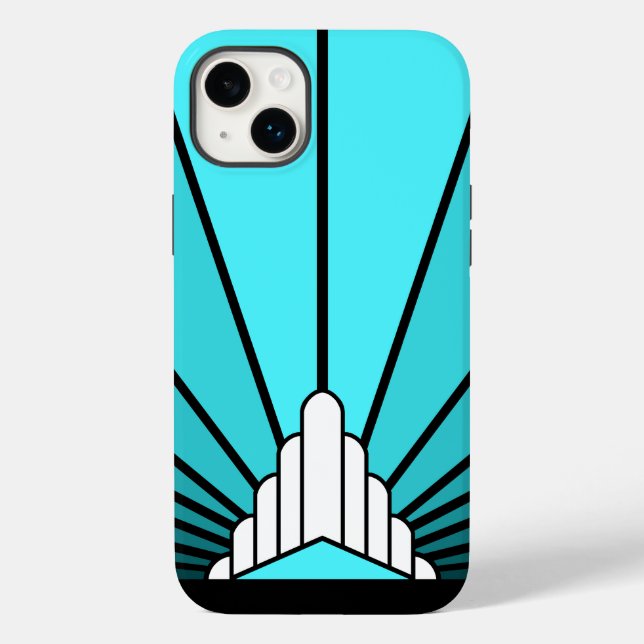 Art deco sun in aqua Case-Mate iPhone case (Back)