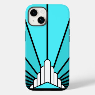 Art deco sun in aqua Case-Mate iPhone 14 case