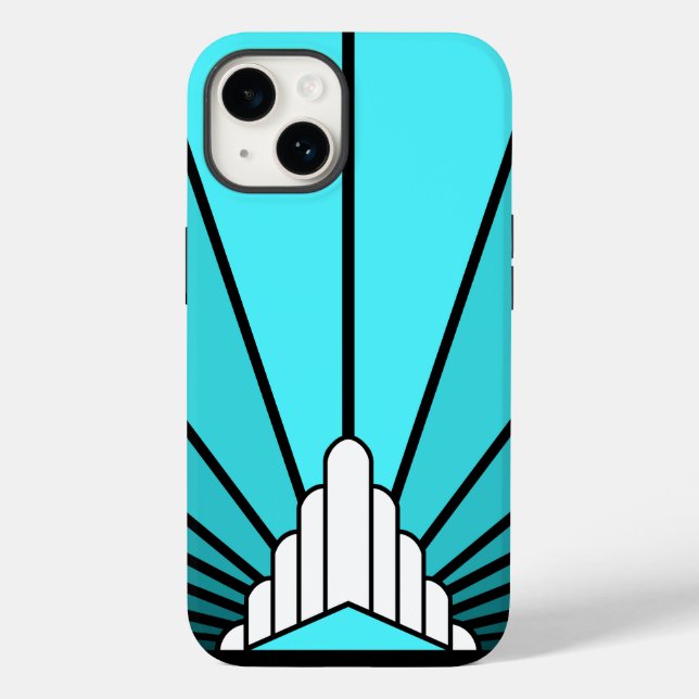 Art deco sun in aqua Case-Mate iPhone case (Back)