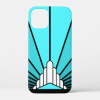 Art deco sun in aqua