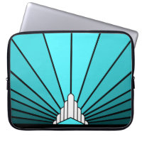 Art deco sun in aqua Electronics Bag