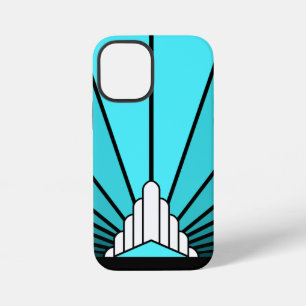 Art deco sun in aqua iPhone 12 mini case