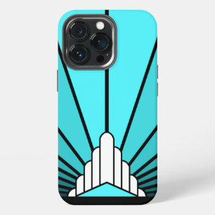 Art deco sun in aqua iPhone 13 pro case