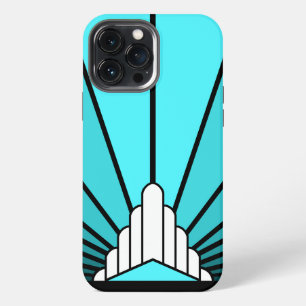 Art deco sun in aqua iPhone 13 pro max case