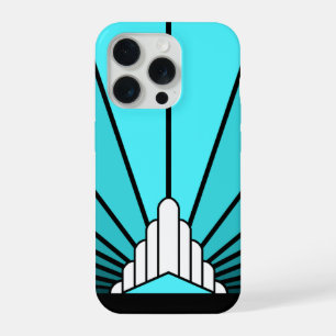 Art deco sun in aqua iPhone 15 pro case