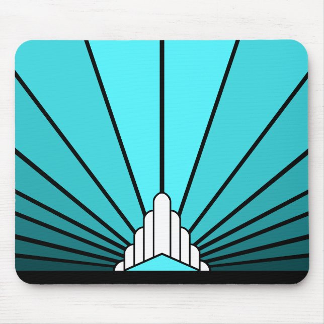 Art deco sun in aqua mouse mat (Front)