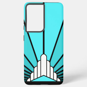 Art deco sun in aqua samsung galaxy case