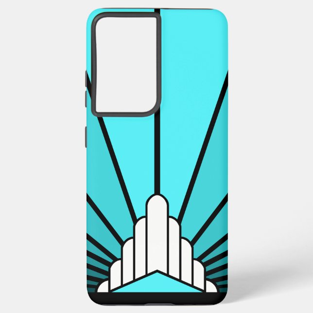 Art deco sun in aqua samsung galaxy s21+ case (Back)