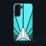Art deco sun in aqua samsung galaxy case<br><div class="desc">A classic art deco style sun pattern created in aqua. 

An iconic pattern of the sun rising from behind a stylized art deco shaped building. A simple yet elegant design,  true to the era.</div>