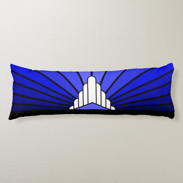 Art deco sun in blue body cushion (Front)