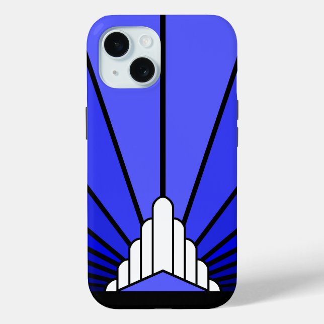 Art deco sun in blue Case-Mate iPhone case (Back)