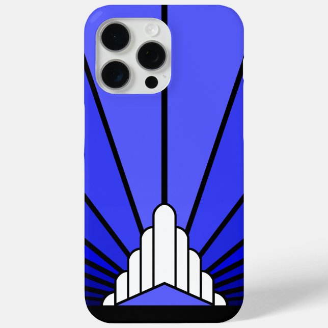 Art deco sun in blue Case-Mate iPhone case (Back)