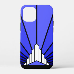 Art deco sun in blue iPhone 12 mini case