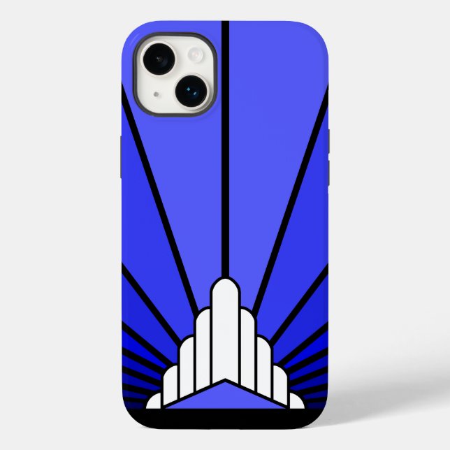 Art deco sun in blue Case-Mate iPhone case (Back)