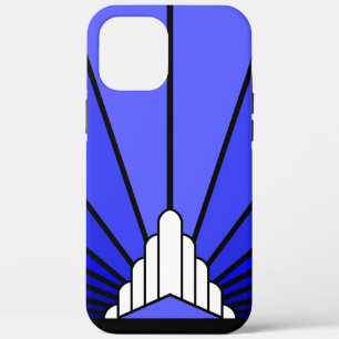 Art deco sun in blue iPhone 12 pro max case