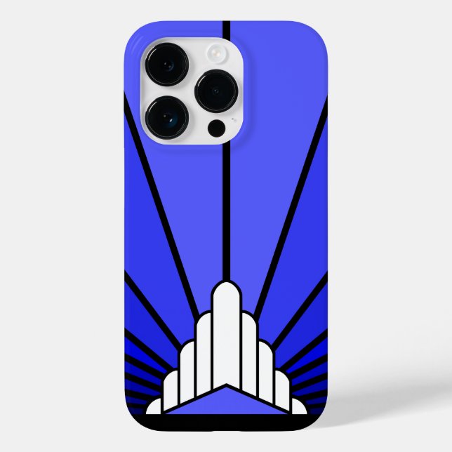 Art deco sun in blue Case-Mate iPhone case (Back)