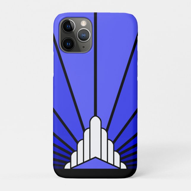Art deco sun in blue Case-Mate iPhone case (Back)