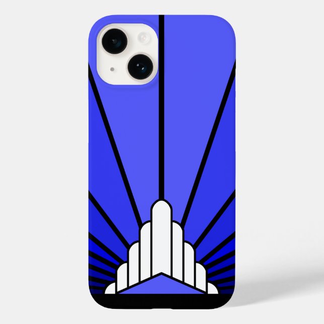 Art deco sun in blue Case-Mate iPhone case (Back)