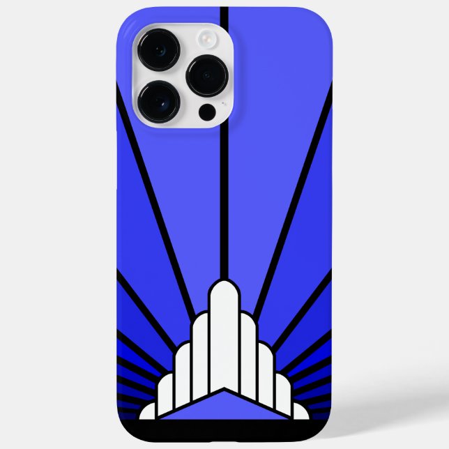 Art deco sun in blue Case-Mate iPhone case (Back)