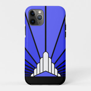 Art deco sun in blue iPhone 11 pro case