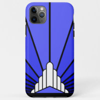 Art deco sun in blue