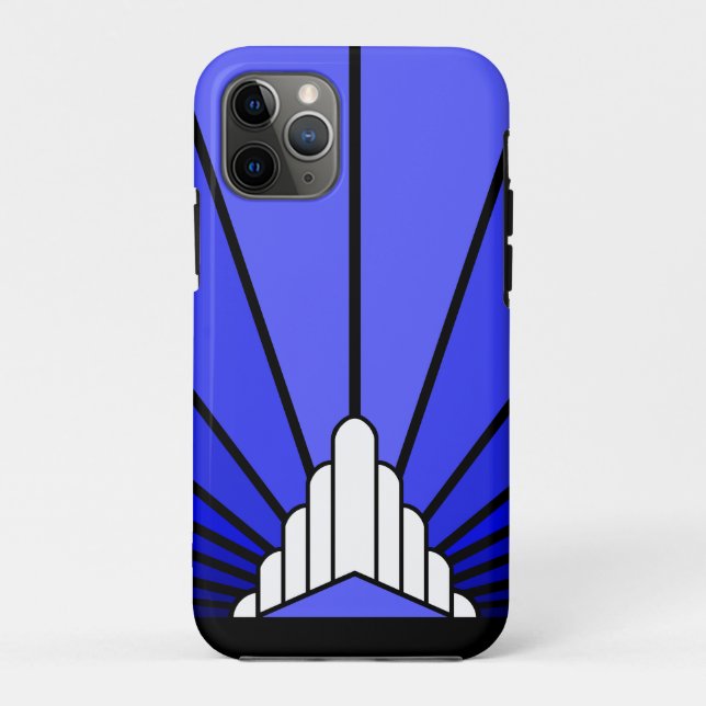 Art deco sun in blue Case-Mate iPhone case (Back)