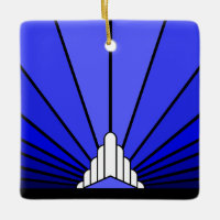 Art deco sun in blue