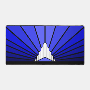 Art deco sun in blue desk mat