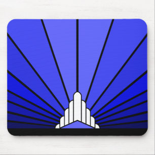 Art deco sun in blue mouse mat