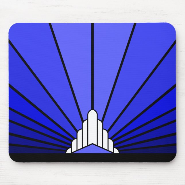 Art deco sun in blue mouse mat (Front)