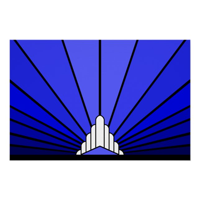 Art deco sun in blue poster (Front)