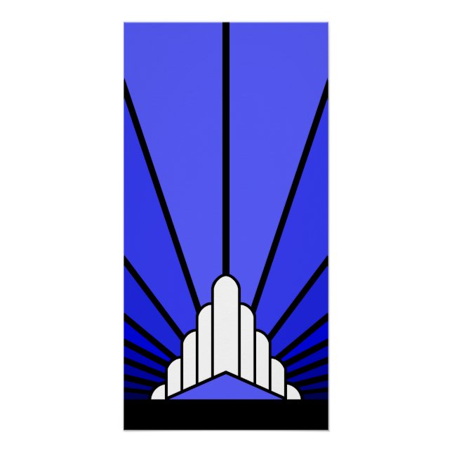 Art deco sun in blue poster (Front)