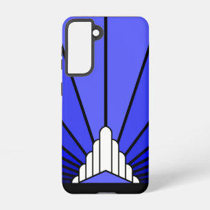 Art deco sun in blue samsung galaxy case
