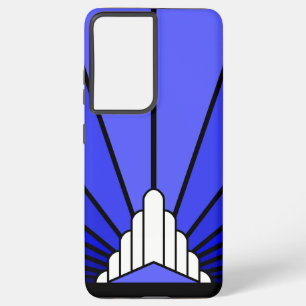 Art deco sun in blue samsung galaxy case