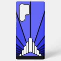 Art deco sun in blue