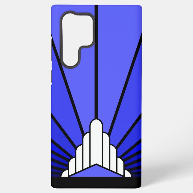 Art deco sun in blue samsung galaxy s22 ultra case (Back)