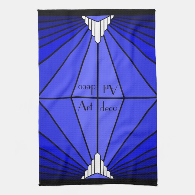 Art deco sun in blue tea towel (Vertical)
