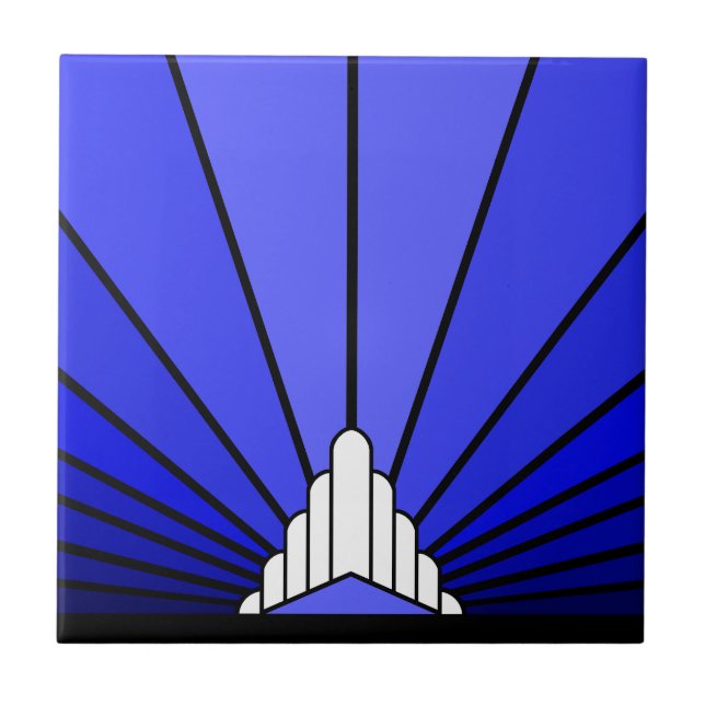 Art deco sun in blue tile (Front)