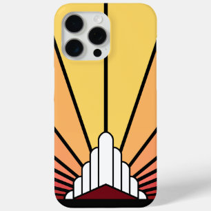 Art deco sun in dawn iPhone 15 pro max case
