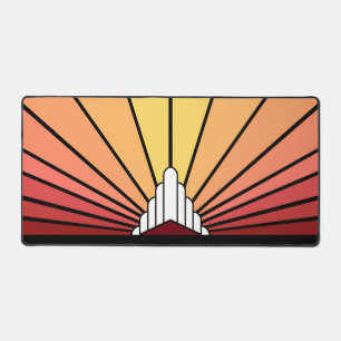 Art deco sun in dawn desk mat